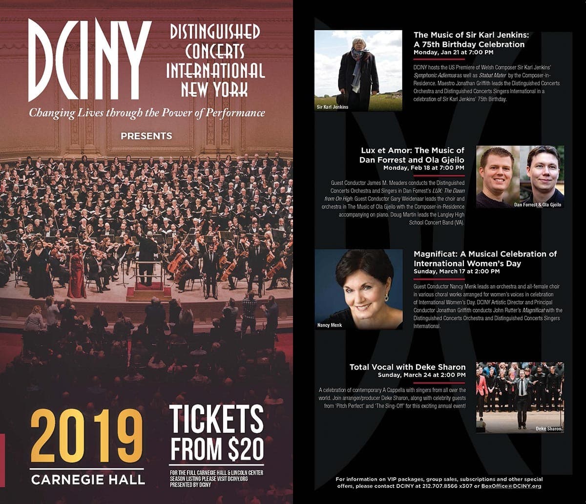 DCINY 2019 Carnegie Hall season bifold spread