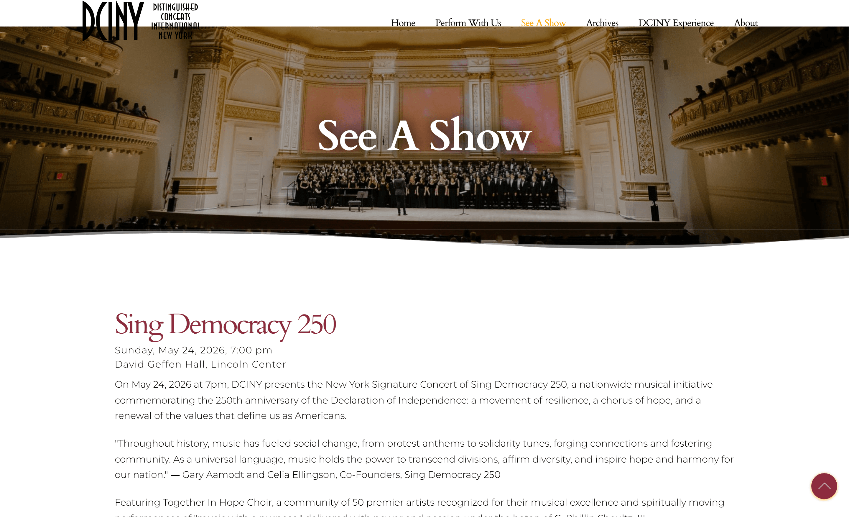 DCINY See a Show page