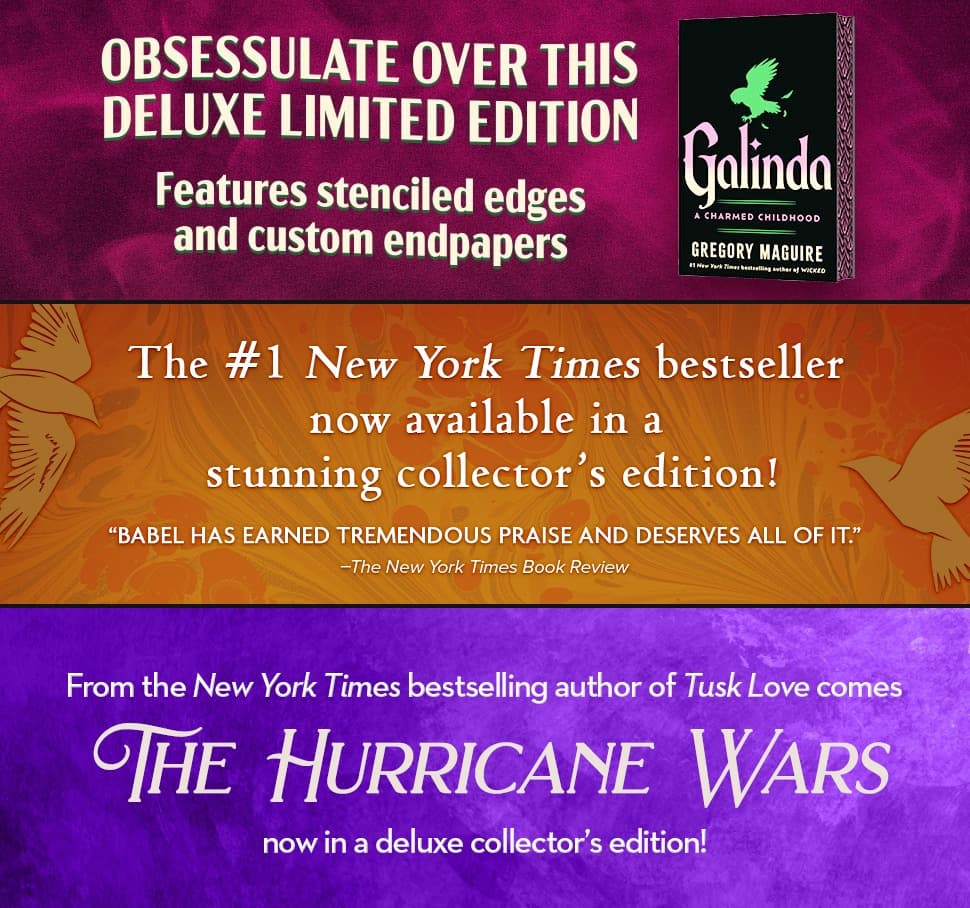 HarperCollins campaign work — Galinda, Babel, The Hurricane Wars
